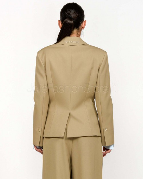 Patrizia Pepe Giacca Asimmetrica in Gabardina Stone Beige  8S0541 A623 B833