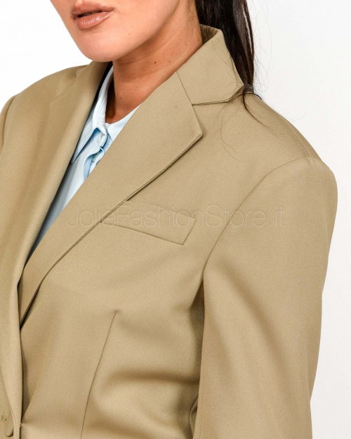 Patrizia Pepe Giacca Asimmetrica in Gabardina Stone Beige  8S0541 A623 B833
