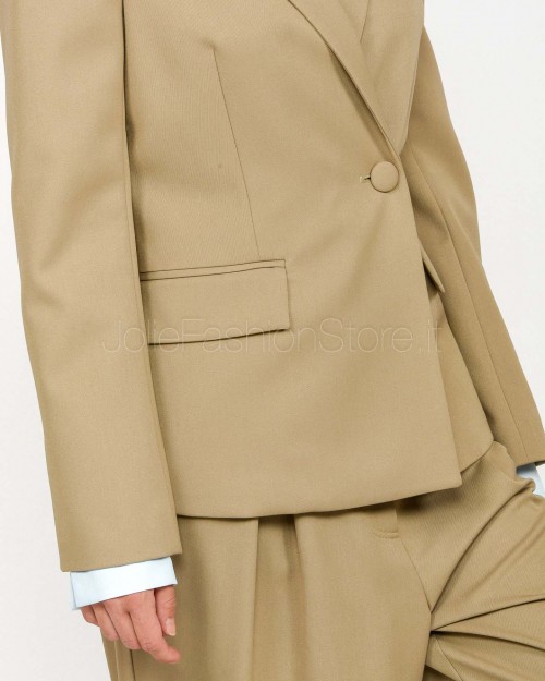 Patrizia Pepe Giacca Asimmetrica in Gabardina Stone Beige  8S0541 A623 B833