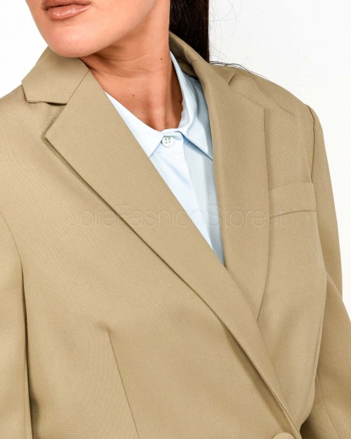 Patrizia Pepe Giacca Asimmetrica in Gabardina Stone Beige  8S0541 A623 B833