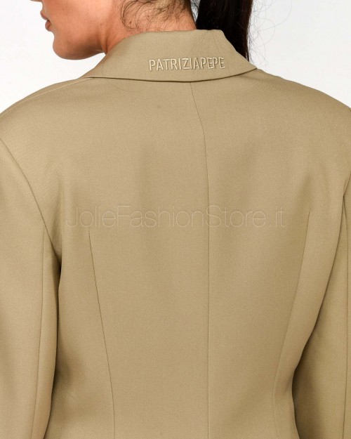 Patrizia Pepe Giacca Asimmetrica in Gabardina Stone Beige  8S0541 A623 B833