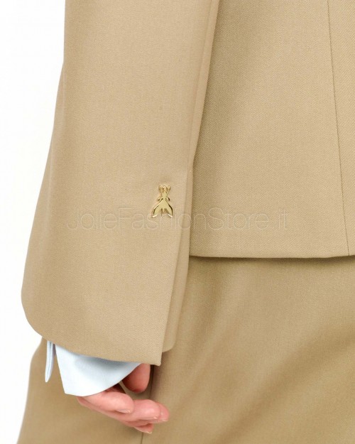 Patrizia Pepe Giacca Asimmetrica in Gabardina Stone Beige  8S0541 A623 B833
