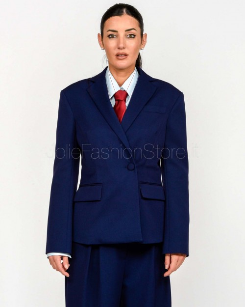 Patrizia Pepe Giacca Asimmetrica in Gabardina Evening Blue  8S0541 A623 CA67