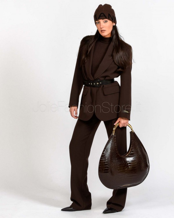 Ermanno Giacca Monopetto Oversize In Cadì Testa di Moro  D47EI006E28-E28 MFA70