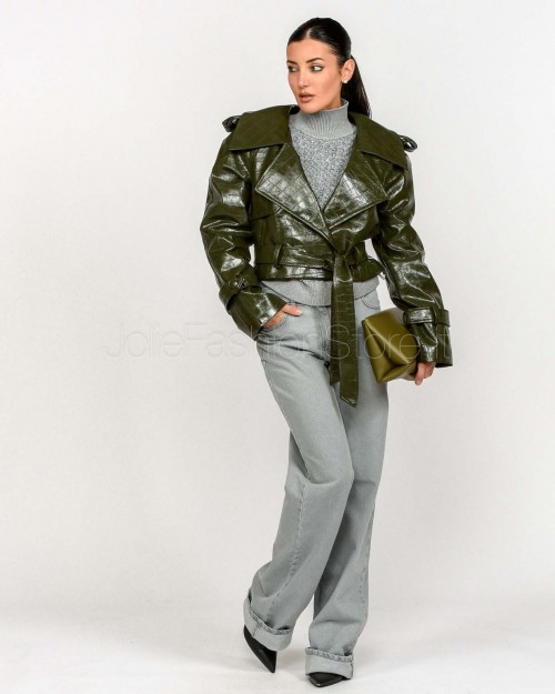 Actualee Giacca Crop Verde Bottiglia  15149 GREEN