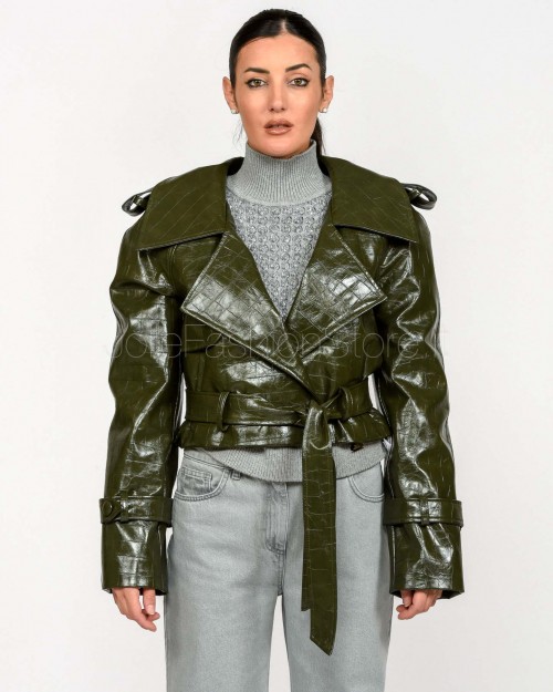 Actualee Giacca Crop Verde Bottiglia  15149 GREEN