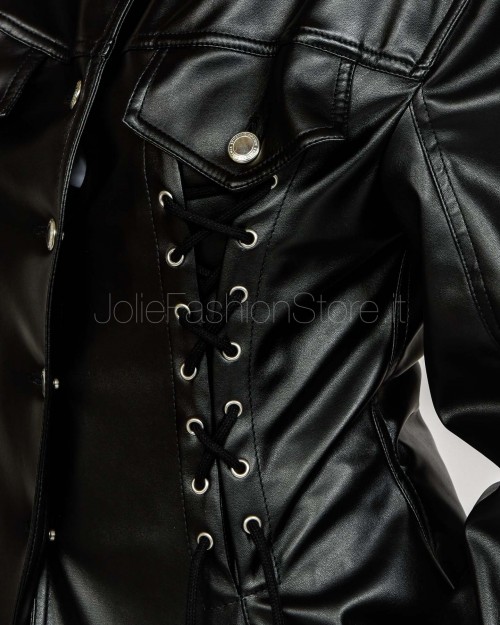 Ermanno Black Faux Leather Bustier Jacket  D47EI018E5B-E5B MF099