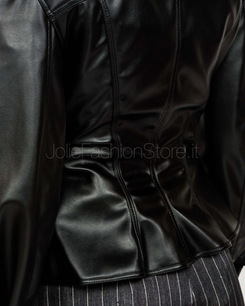 Ermanno Black Faux Leather Bustier Jacket  D47EI018E5B-E5B MF099
