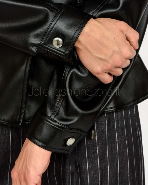 Ermanno Black Faux Leather Bustier Jacket  D47EI018E5B-E5B MF099