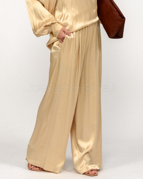 Solo Tre Pantalone Gamba Larga Mandorla  M1F0195 FU 04S MANDORLA