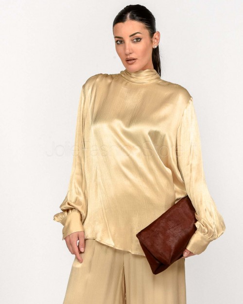 Solo Tre Camicia Morbida Collo Alto Mandorla  M1F0103 FU 04S MANDORLA