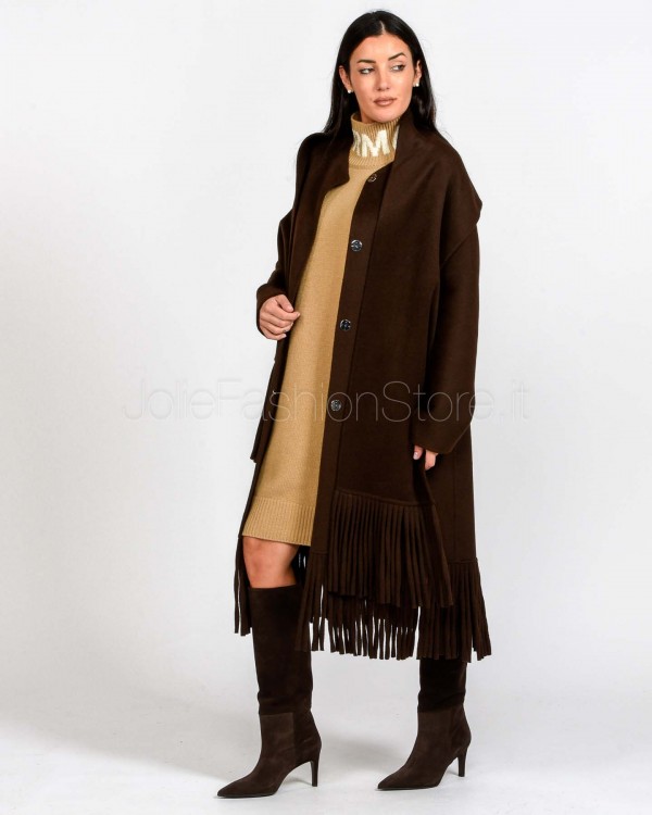 Ermanno Cappotto Con Frage e Sciarpa Misto Lana Moro  D47ED049SCEY2-EY2 MF938