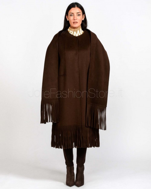 Ermanno Cappotto Con Frage e Sciarpa Misto Lana Moro  D47ED049SCEY2-EY2 MF938