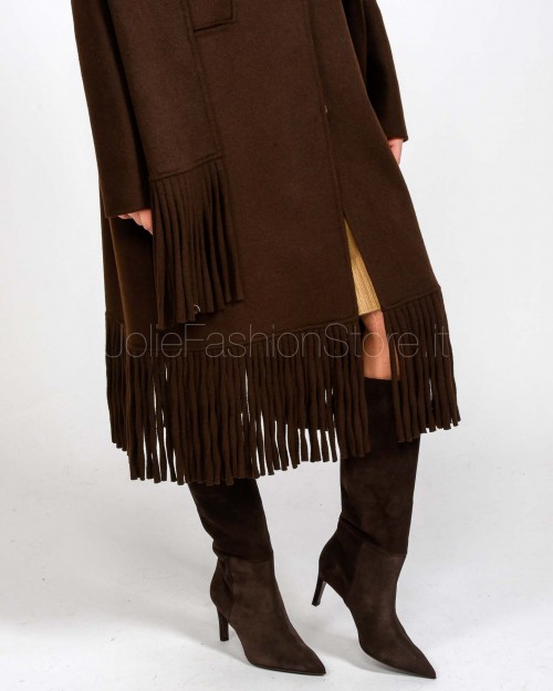 Ermanno Cappotto Con Frage e Sciarpa Misto Lana Moro  D47ED049SCEY2-EY2 MF938