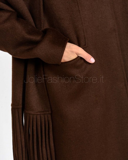 Ermanno Cappotto Con Frage e Sciarpa Misto Lana Moro  D47ED049SCEY2-EY2 MF938