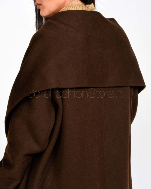 Ermanno Cappotto Con Frage e Sciarpa Misto Lana Moro  D47ED049SCEY2-EY2 MF938
