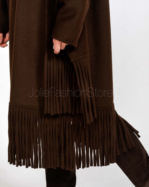 Ermanno Cappotto Con Frage e Sciarpa Misto Lana Moro  D47ED049SCEY2-EY2 MF938