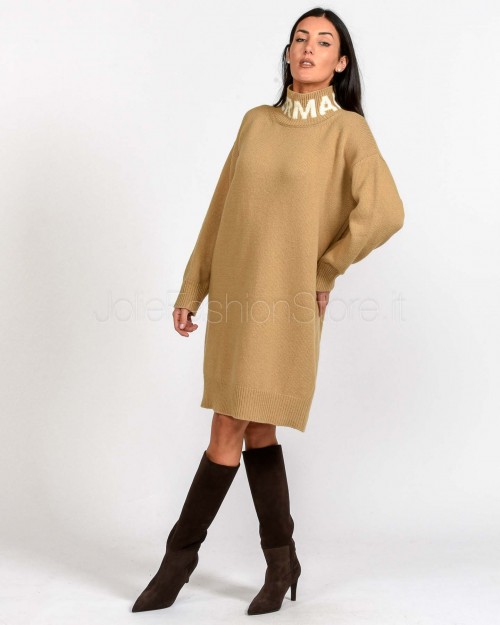 Ermanno Abito in Maglia Logato Misto Lana Cammello  D47EQ026EO1-EO1 MF713