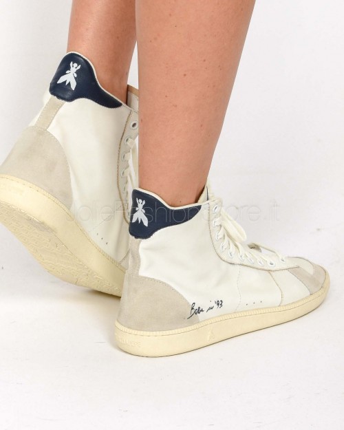 Patrizia Pepe SKIN Sneakers HI '93 in Nappa Off White/Blue  8Z0111 L150 FG38