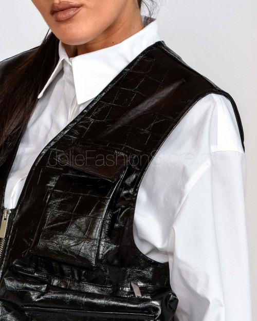 Meimeij Gilet Tasconato Stampa Cocco Nero  M5IC01 100