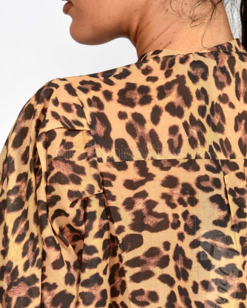 Actualee Camicia Over Con Fiocco Leopardata  15113 LEOPARDATO