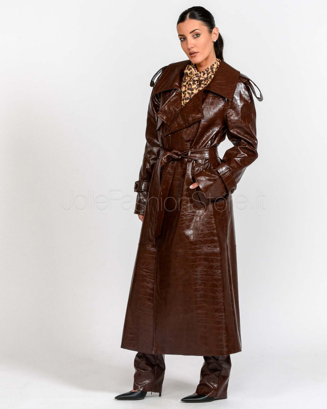 Actualee Trench Doppiopetto Stampa Cocco Brown  15135 131
