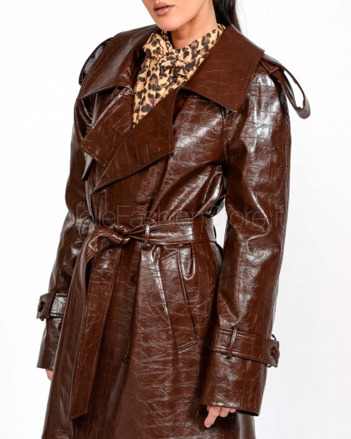 Actualee Trench Doppiopetto Stampa Cocco Brown  15135 131