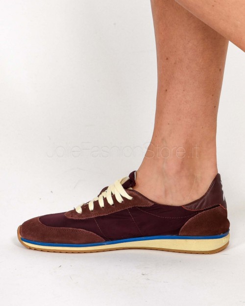 Patrizia Pepe Running SKIN Sneakers '93 in Nylon Brown/Blue  2Z0054 V040 FG41