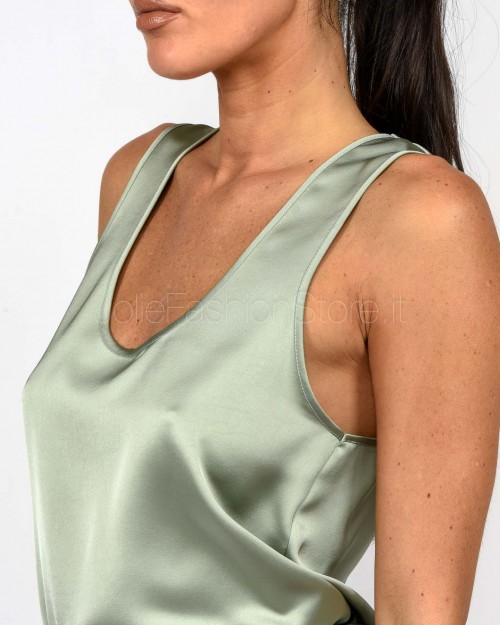 Patrizia Pepe Top Fluido in Raso Acqua Gray  8C0799 A563 G613