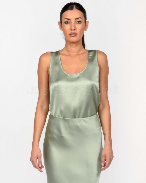 Patrizia Pepe Top Fluido in Raso Acqua Gray  8C0799 A563 G613