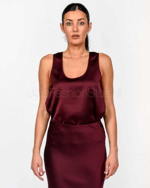 Patrizia Pepe Flowing Satin Top Purple Red  8C0799 A563 M536