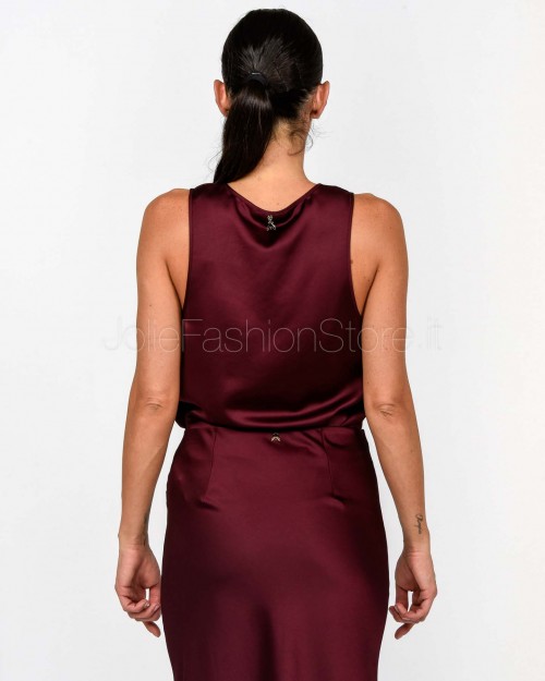 Patrizia Pepe Flowing Satin Top Purple Red  8C0799 A563 M536