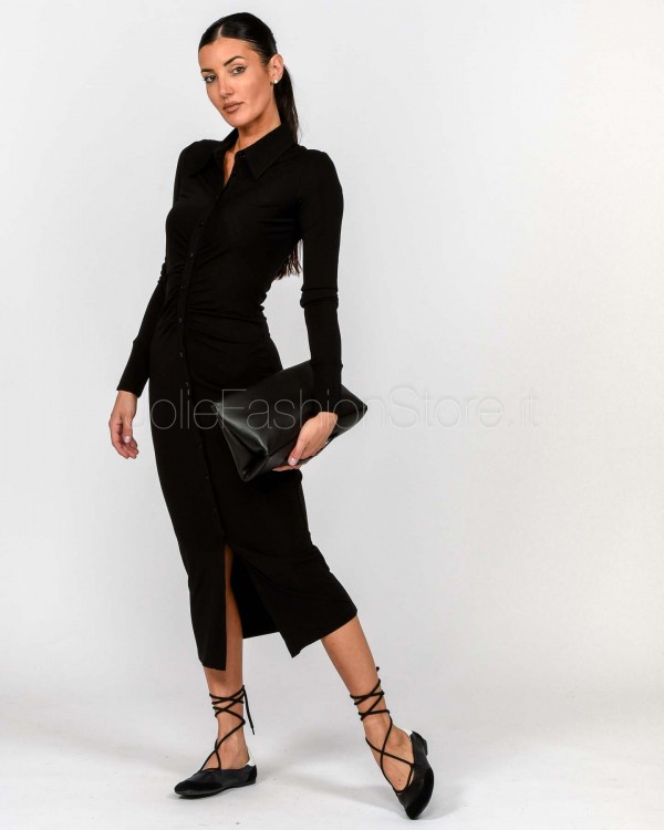 Patrizia Pepe Fitted Midi Dress with Black Drape  8A1500 J321 K103