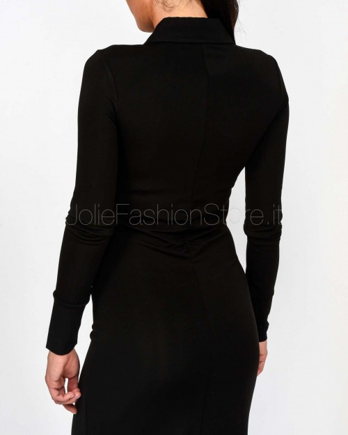 Patrizia Pepe Abito Midi Aderente con Drappeggio Nero  8A1500 J321 K103