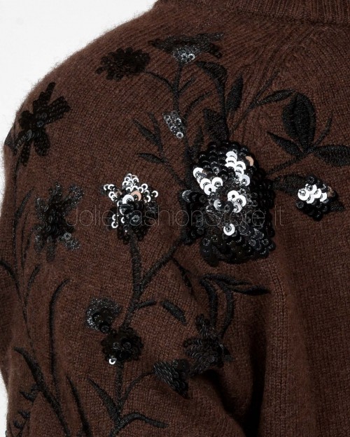Ermanno Cardigan Scollo a V Con Applicazioni Moro/Nero  D47EN001RE50-E50 MFA70