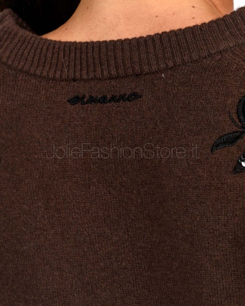 Ermanno Cardigan Scollo a V Con Applicazioni Moro/Nero  D47EN001RE50-E50 MFA70