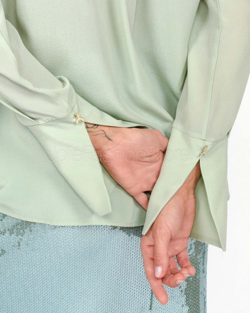 Patrizia Pepe Soft Silk Crepe Shirt, Aqua Gray  8C0703 A156 G613