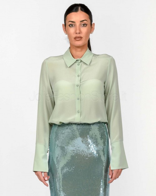 Patrizia Pepe Soft Silk Crepe Shirt, Aqua Gray  8C0703 A156 G613