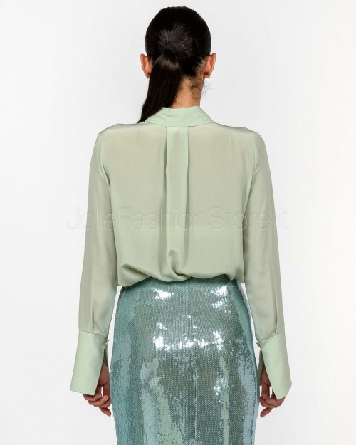 Patrizia Pepe Soft Silk Crepe Shirt, Aqua Gray  8C0703 A156 G613