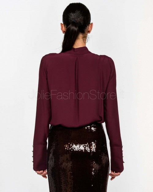 Patrizia Pepe "ESSENTIAL" Shirt with High Cuff Purple Red  8C0761 A8I1 M536