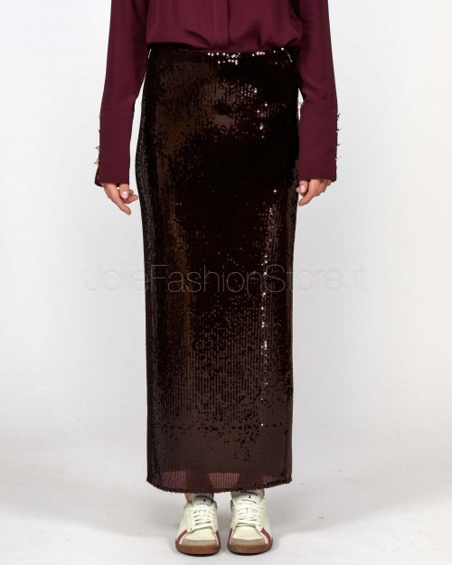 Patrizia Pepe Gonna Lunga con Paillettes in Tulle Purple Red Sequins  8G0491 J326 M549