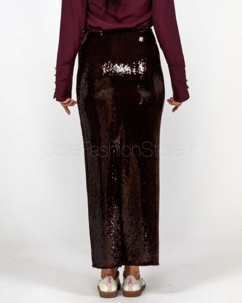 Patrizia Pepe Gonna Lunga con Paillettes in Tulle Purple Red Sequins  8G0491 J326 M549