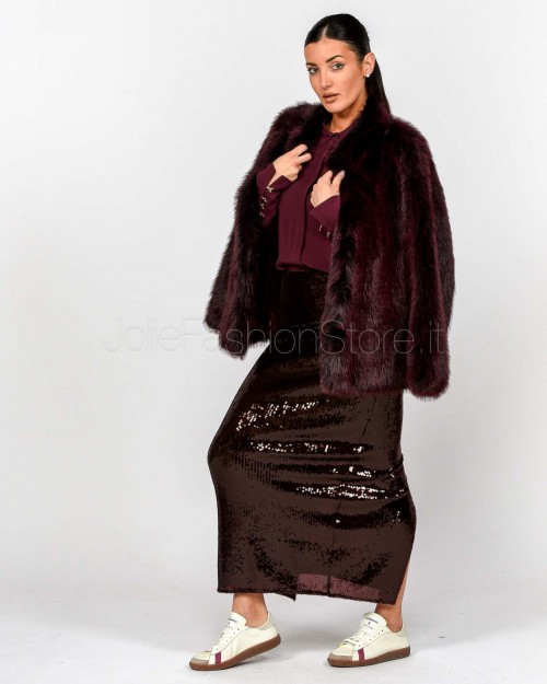 Patrizia Pepe Pelliccia Morbida Fluffy Purple Red Fur