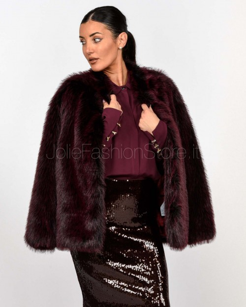 Patrizia Pepe Pelliccia Morbida Fluffy Purple Red Fur  8O0197 E072 R871