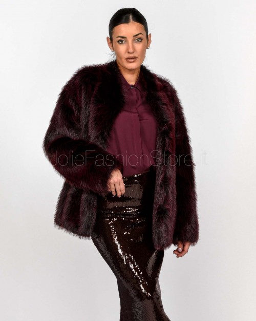 Patrizia Pepe Pelliccia Morbida Fluffy Purple Red Fur  8O0197 E072 R871
