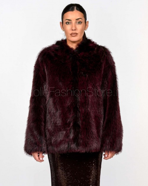 Patrizia Pepe Pelliccia Morbida Fluffy Purple Red Fur  8O0197 E072 R871
