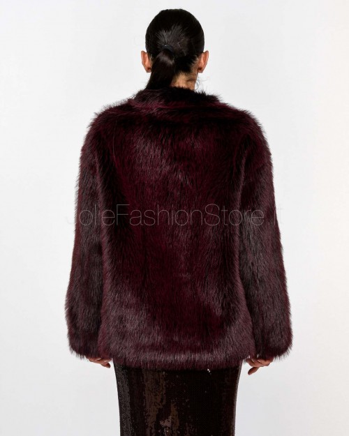 Patrizia Pepe Pelliccia Morbida Fluffy Purple Red Fur  8O0197 E072 R871