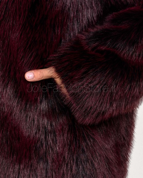 Patrizia Pepe Pelliccia Morbida Fluffy Purple Red Fur  8O0197 E072 R871
