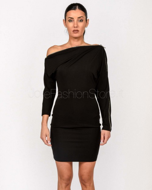 Patrizia Pepe Abito Mini Full Zip in Jersey Stretch Nero  8A1501 J321 K103