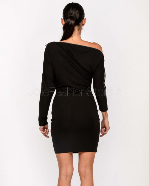Patrizia Pepe Abito Mini Full Zip in Jersey Stretch Nero  8A1501 J321 K103